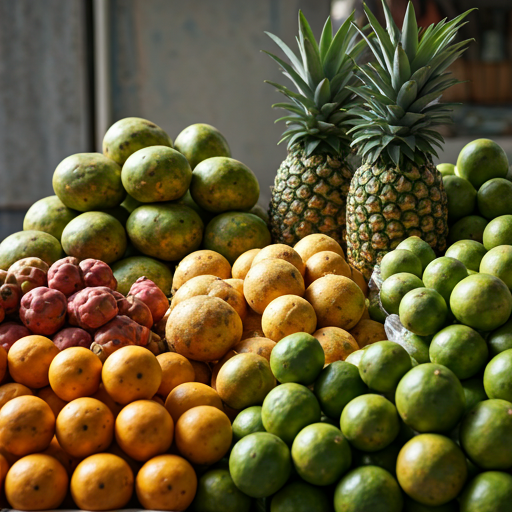Local market stall with tropical fruits in Senapelan, Pekanbaru
